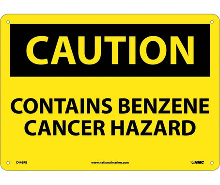 Caution: Contains Benzene Cancer Hazard - 10X14 - Rigid Plastic - C446RB