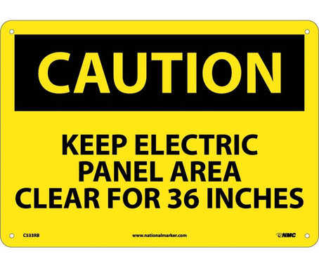 Caution: Keep Electric Panel Area Clear For 36 Inches - 10X14 - Rigid Plastic - C533RB