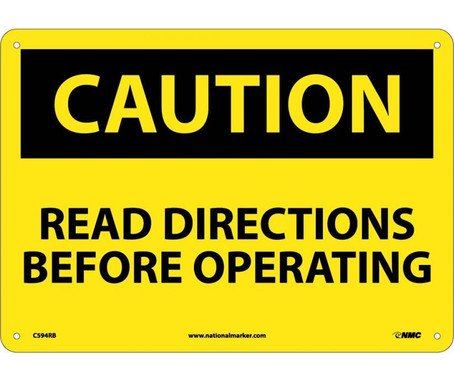 Caution: Read Directions Before Operating - 10X14 - Rigid Plastic - C594RB