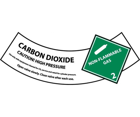 Cylinder Labels - Carbon Dioxide - 2X5 1/4 - PS Vinyl - Pack of 25 - CY103AP