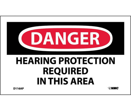 Danger: Hearing Protection Required In This Area - 3X5 - PS Vinyl - Pack of 5 - D116AP
