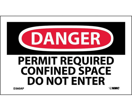 Danger: Permit Required Confined Space Do Not Enter - 3X5 - PS Vinyl - Pack of 5 - D360AP