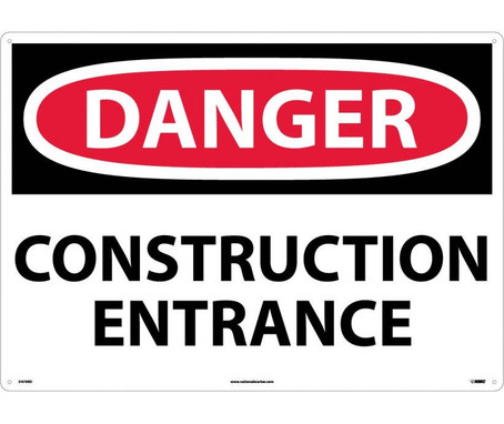 Danger: Construction Entrance - 20X28 - Rigid Plastic - D470RD