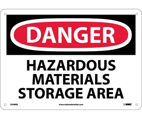 Danger: Hazardous Materials Storage Area - 10X14 - Rigid Plastic - D548RB