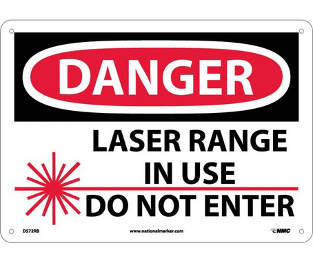Danger: Laser Range In Use Do Not Enter - Graphic - 10X14 - Rigid Plastic - D572RB