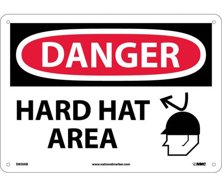 Danger: Hard Hat Area - Graphic - 10X14 - .040 Alum - D650AB