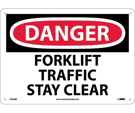 Danger: Forklift Traffic Stay Clear - 10X14 - Rigid Plastic - D658RB