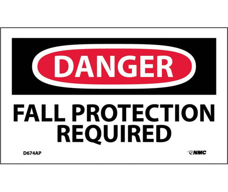 Danger: Fall Protection Required - 3X5 - PS Vinyl - Pack of 5 - D674AP