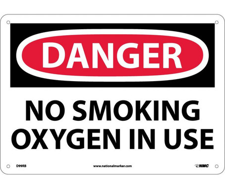 Danger: No Smoking Oxygen In Use - 10X14 - Rigid Plastic - D99RB