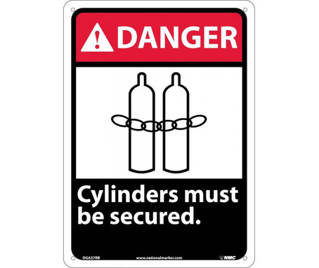 Danger: Cylinders Must Be Secured - 14X10 - Rigid Plastic - DGA37RB