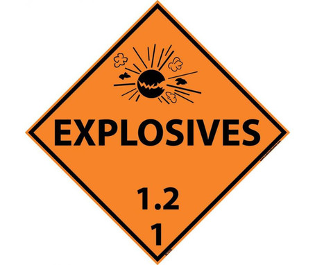 Placard - Explosives 1.2 1 - 10.75X10.75 - Rigid Plastic - DL131R