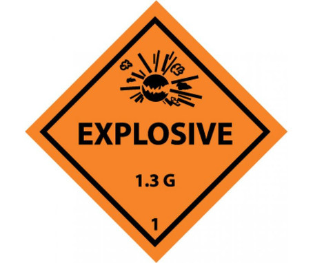 Dot Shipping Label - Explosive 1.3G - 1 - 4X4 - PS Paper - 500/Roll - DL171AL