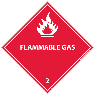 Dot Shipping Labels - Flammable Gas 2 - 4X4 - PS Paper - 500/Rl - DL2AL