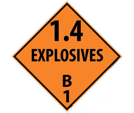 Placard - 1.4 Explosives B1 - 10.75X10.75 - PS Vinyl - DL44P