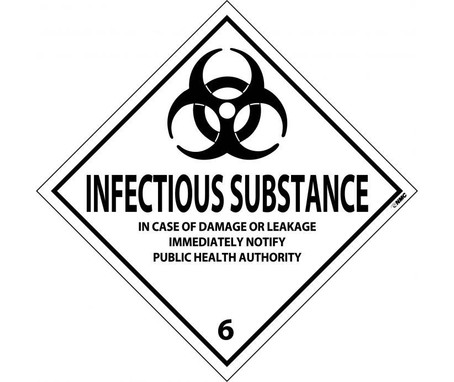 Dot Shipping Labels - Infectious Substance - 4X4 - PS Vinyl - Pack of 25 - DL53AP