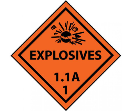 Dot Shipping Label - Explosive 1.1A - 1 - 4X4 - PS Vinyl - 500/Roll - DL88ALV