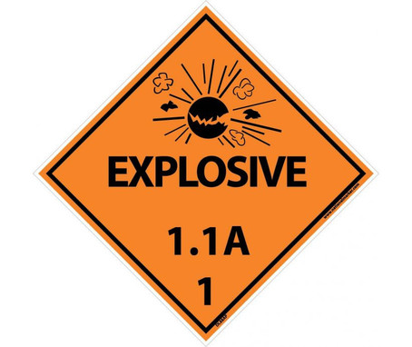 Dot Shipping Labels - Explosive 1.1A 1 - 4X4 - PS Vinyl - Pack of 25 - DL88AP