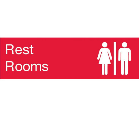 Engraved - Rest Rooms - Graphic - 3X10 - Red - 2Ply Plastic - EN19R