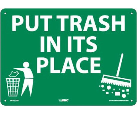 Put Trash In It'S Place (Graphic) 10X14 - Rigid Plastic - ENV27RB