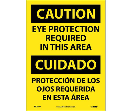 Caution: Eye Protection Required In This Area (Bilingual) - 14X10 - PS Vinyl - ESC26PB