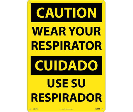 Caution: Wear Your Respirator (Bilingual) - 20X14 - Rigid Plastic - ESC407RC