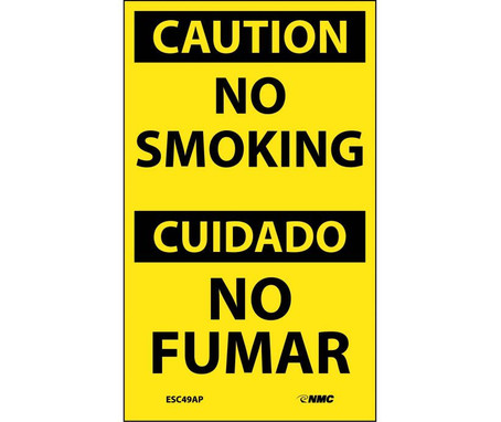 Caution: No Smoking Bilingual - 5X3 - PS Vinyl - Pack of 5 - ESC49AP