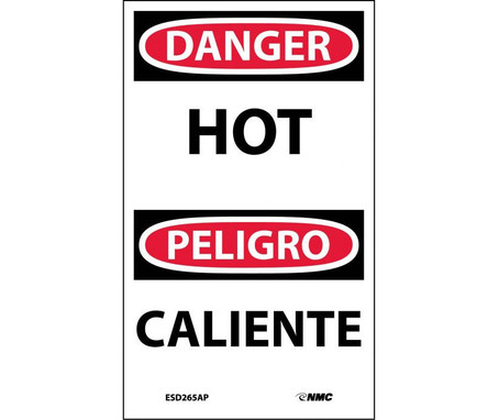 Danger: Hot Bilingual - 5X3 - PS Vinyl - Pack of 5 - ESD265AP