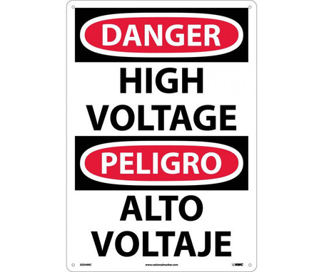 Danger: High Voltage (Bilingual) - 20X14 - Rigid Plastic - ESD49RC