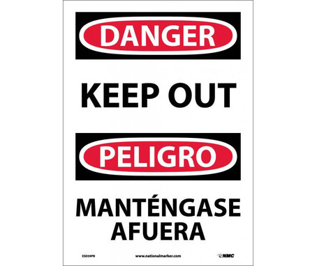 Danger: Keep Out (Bilingual) - 14X10 - PS Vinyl - ESD59PB
