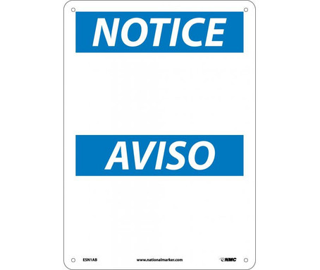 Notice Aviso Blank - Bilingual - 14X10 - .040 Alum - ESN1AB