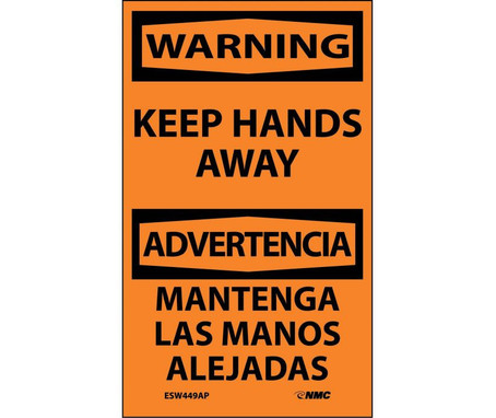 Warning: Keep Hands Away Bilingual - 5X3 - PS Vinyl - Pack of 5 - ESW449AP