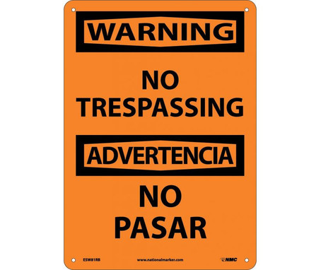 Warning: No Trespassing Bilingual - 14X10 - Rigid Plastic - ESW81RB