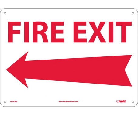 Fire Exit (W/Left Allow) - 10X14 - .040 Alum - FELAAB