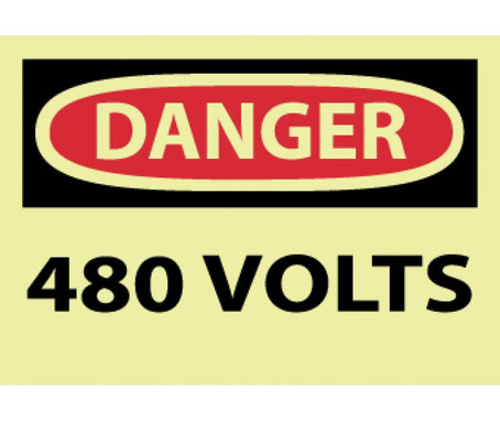 Danger: 480 Volts - 3X5 - PS Vinylglow - Pack of 5 - GD101AP