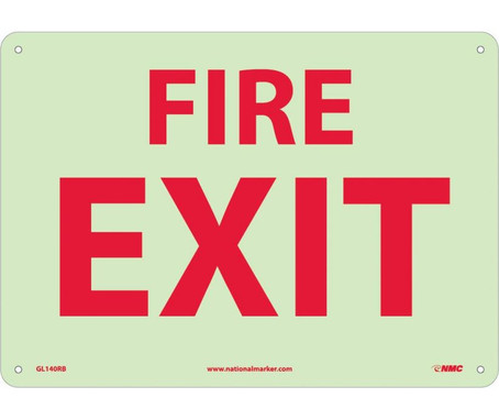 Fire - Fire Exit - 10X14 - Rigid Plasticglow - GL140RB