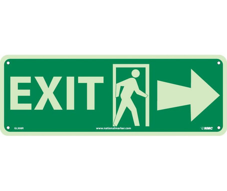 Exit (W/ Door And Right Arrow) - 5X14 - Glow Rigid - GL308R