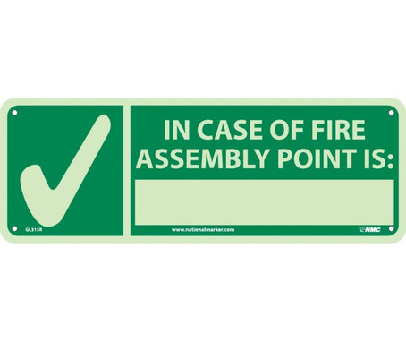 In Case Of Fire Assembly Point Is - 5X14 - Glow Rigid - GL315R