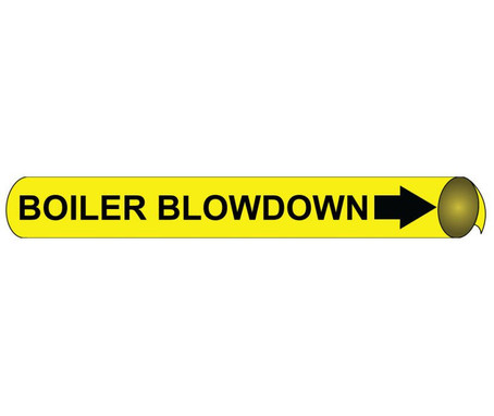 Pipemarker Strap-On - Boiler Blowdown B/Y - Fits Over 10" Pipe - H4007