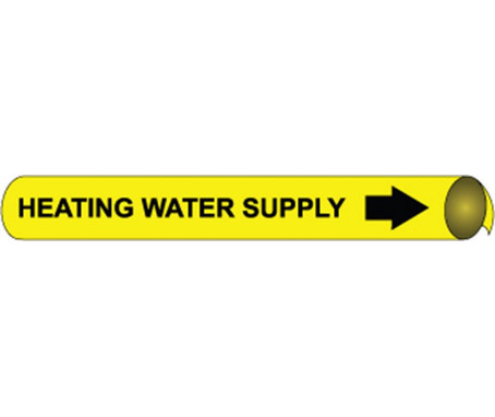 Pipemarker Strap-On - Heating Water Supply B/Y - Fits Over 10" Pipe - H4056