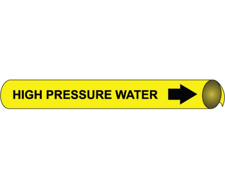 Pipemarker Strap-On - High Pressure Water B/Y - Fits Over 10" Pipe - H4060