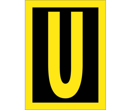 Letter - U - 1.5 High Visibility Yellow Black - PS Vinyl - HIL15U