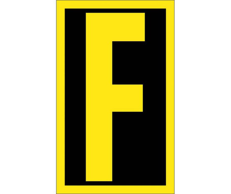 Letter - F - 2.5 High Visibility Yellow Black - PS Vinyl - HIL25F
