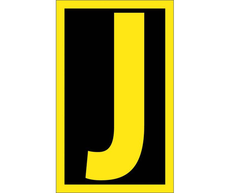 Letter - J - 2.5 High Visibility Yellow Black - PS Vinyl - HIL25J