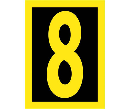 Number - 8 - 1.5 High Visibility Yellow Black - PS Vinyl - HIN158