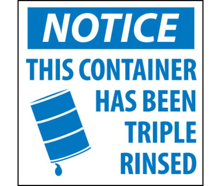 Labels - Notice This Container Has Been Triple Rinsed - 6X6 - PS Paper - 500/Rl - HW24