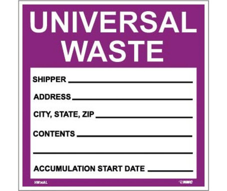 Labels - Hazardous Materials Shipping - Universal Waste - 6X6 - PS Paper - 500/Roll - HW30AL