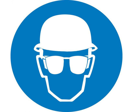 Label - Graphic For Wear Head And Eye Protection - 4In Dia - PS Vinyl - ISO410AP