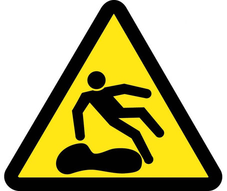 Label - Graphic For Slippery Surface Hazard - 4In Dia - PS Vinyl - ISO438AP