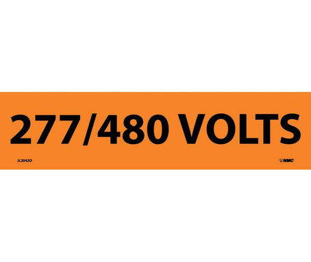 Electrical Markers - 277/480 Volts - 2.25X9 - PS Vinyl - Pack of 25 - JL2042O