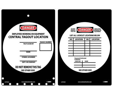 Tags - Lockout - 14X10 - Rigid Plastic Grommet - Round Corners - LOTAG3